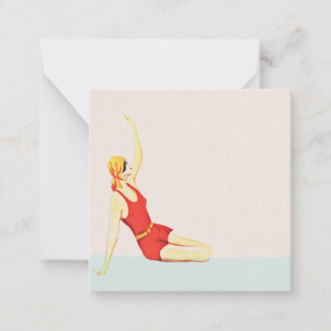 Retro 1930s 1920s Summer Beach Girl  Card (Front)