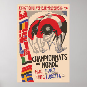 Retro 1930s art deco design cycling poster