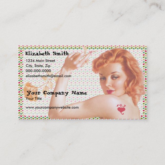 Retro 1940s Love V3 Business Card (Front)