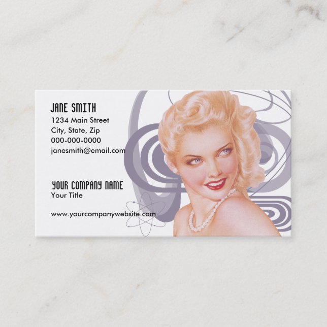 Retro 1940s Pinup Business Card (Front)
