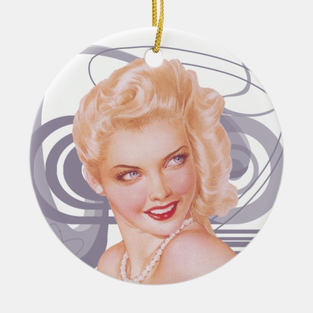 Retro 1940s Pinup Ceramic Tree Decoration (Front)