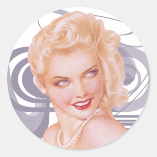Retro 1940s Pinup Classic Round Sticker