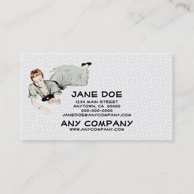 Retro 1940s Woman Looking in a Mirror Business Card (Front)