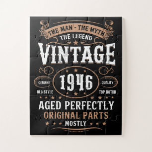Retro 1946 Birthday Man Myth Legend 80th Gift Jigsaw Puzzle
