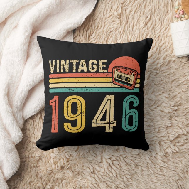 Retro 1946 Birthday Music Lover Cassette Tape Bday Cushion (Blanket)