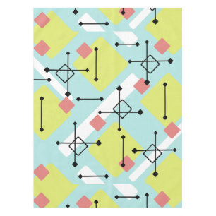 Retro 1950s Art Diamonds Mint Green Yellow Tablecloth