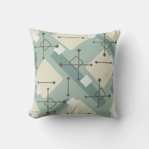 Retro 1950s Art Diamonds Sage Green Cushion