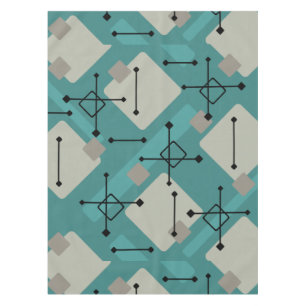 Retro 1950s Art Diamonds Teal Turquoise Tablecloth