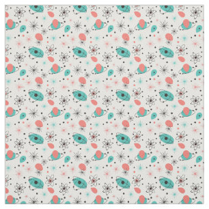 Retro 1950s Atomic Starburst & Orbiting Atoms  Fabric