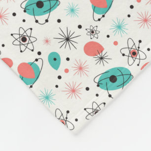 Retro 1950s Atomic Starburst & Orbiting Atoms Fleece Blanket