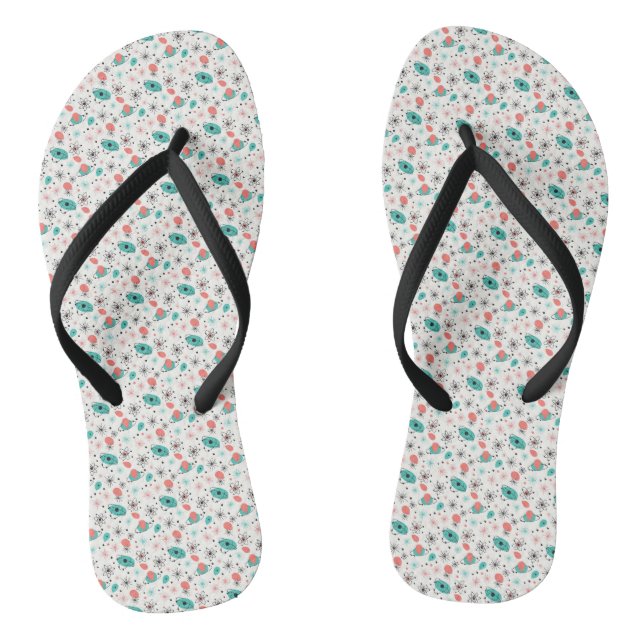 Retro 1950s Atomic Starburst & Orbiting Atoms Thongs (Footbed)