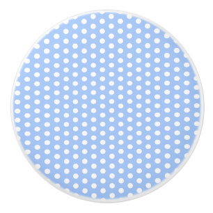 Retro 1950s Baby Blue Whimsical Polka Dots Nursery Ceramic Knob