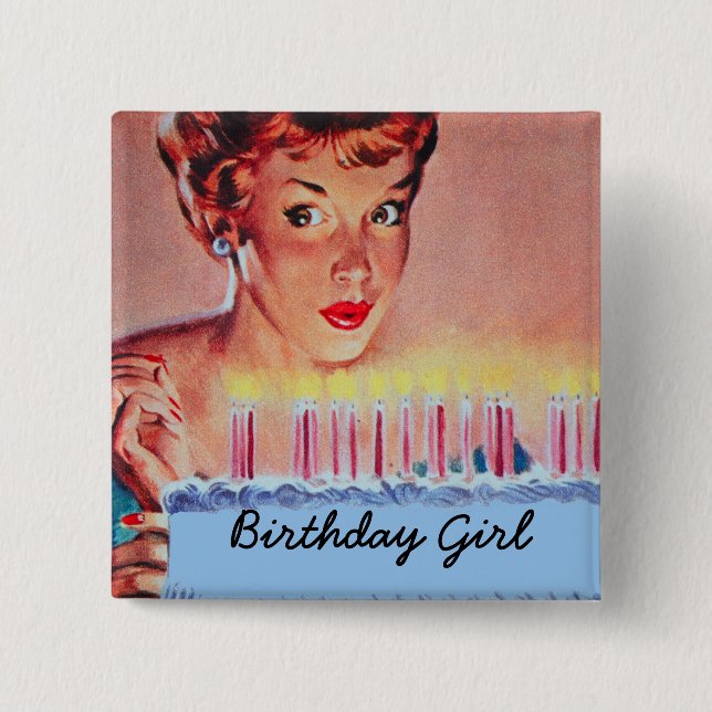 Retro 1950s Birthday 15 Cm Square Badge (Front)