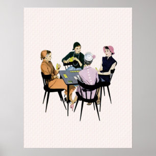 Retro 1950s Card Game Poster