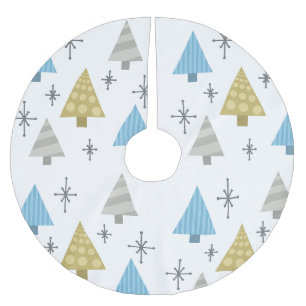 Retro 1950s Christmas Trees Brushed Polyester Tree Skirt