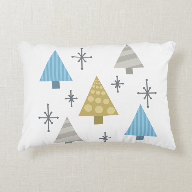 Retro 1950s Christmas Trees Decorative Cushion (Front)