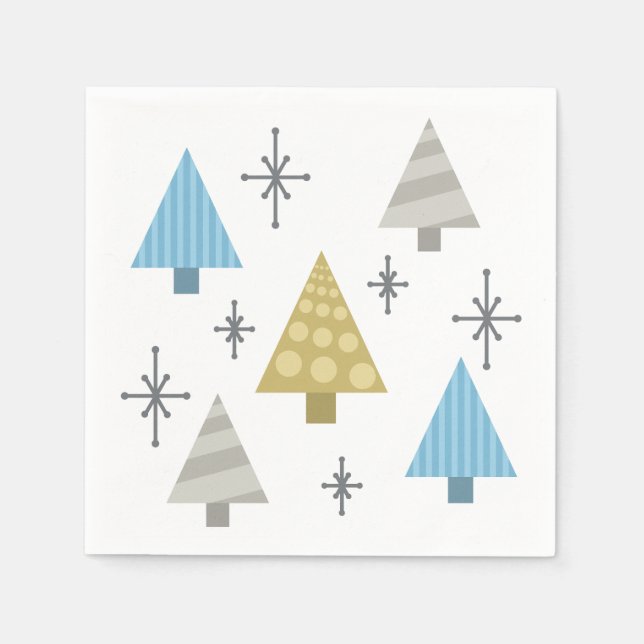 Retro 1950s Christmas Trees Napkin (Front)