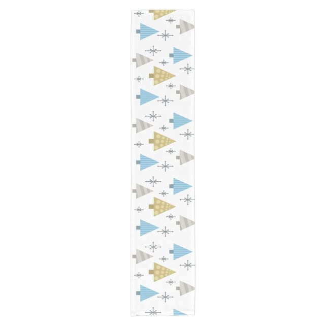 Retro 1950s Christmas Trees Short Table Runner (Front)