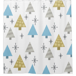 Retro 1950s Christmas Trees Shower Curtain