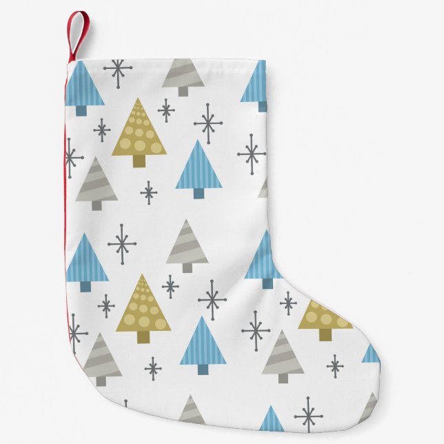 Retro 1950s Christmas Trees Small Christmas Stocking (Front)