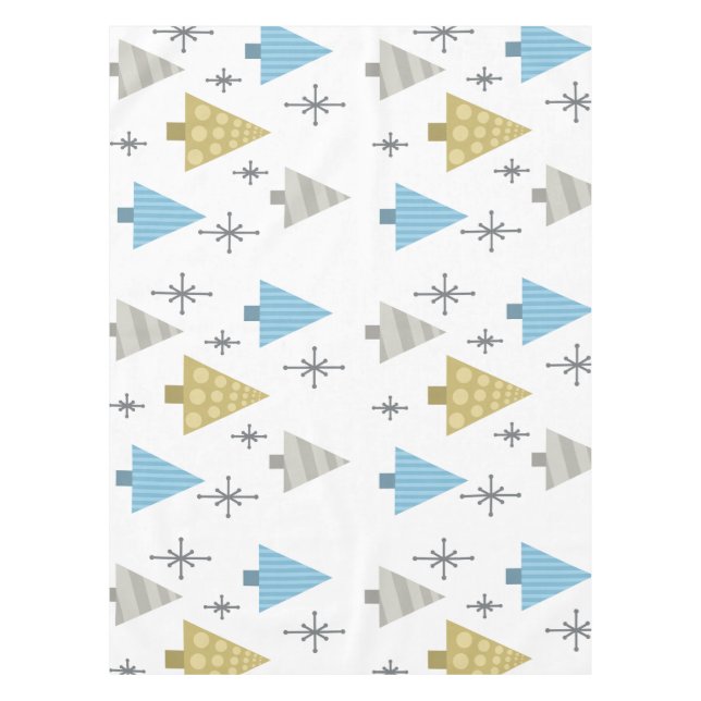 Retro 1950s Christmas Trees Tablecloth (Front)