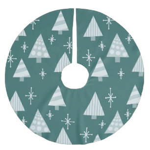 Retro 1950s Christmas Trees Teal Green Brushed Polyester Tree Skirt