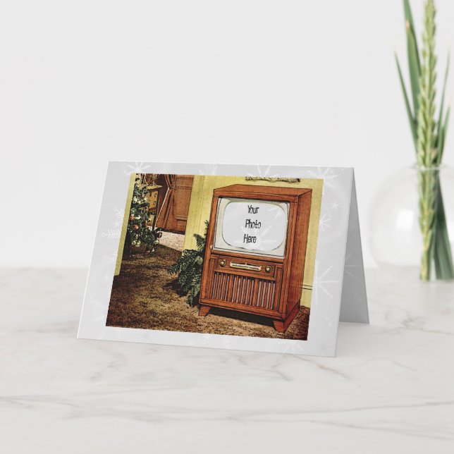 Retro 1950s Christmas TV Holiday Card (Front)