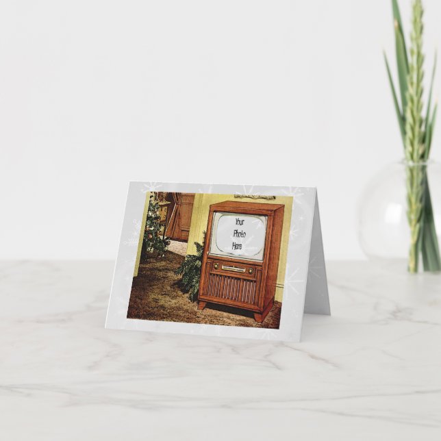 Retro 1950s Christmas TV Holiday Card (Front)