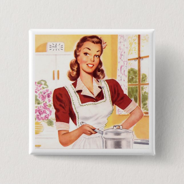 Retro 1950s Cook 15 Cm Square Badge (Front)