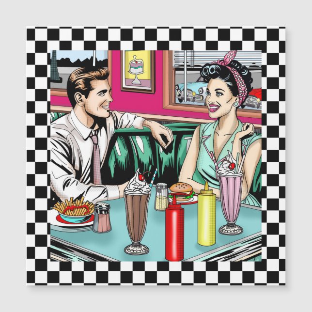 Retro 1950's Couple at Diner Blank (Front)
