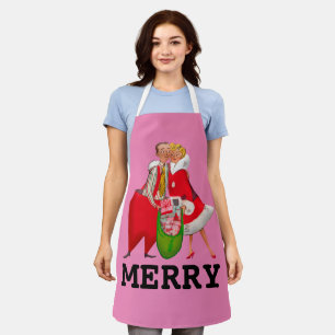 RETRO 1950S' COUPLE MERRY CHRISTMAS APRON