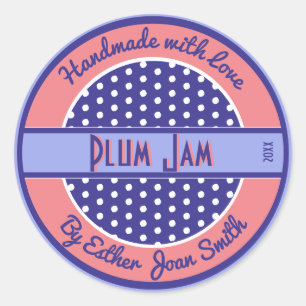 Retro 1950s Custom Text Food Label with Polka Dots