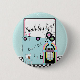 Retro 1950's Diner Birthday Any Age 6 Cm Round Badge