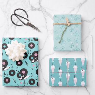 Retro 1950s Diner Birthday Party Themed Wrapping Paper Sheet