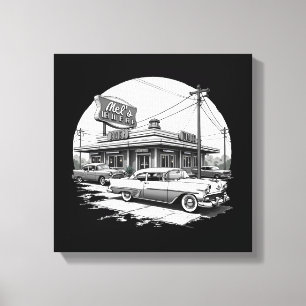 Retro 1950s Diner Canvas Wall Art – Vintage Cars