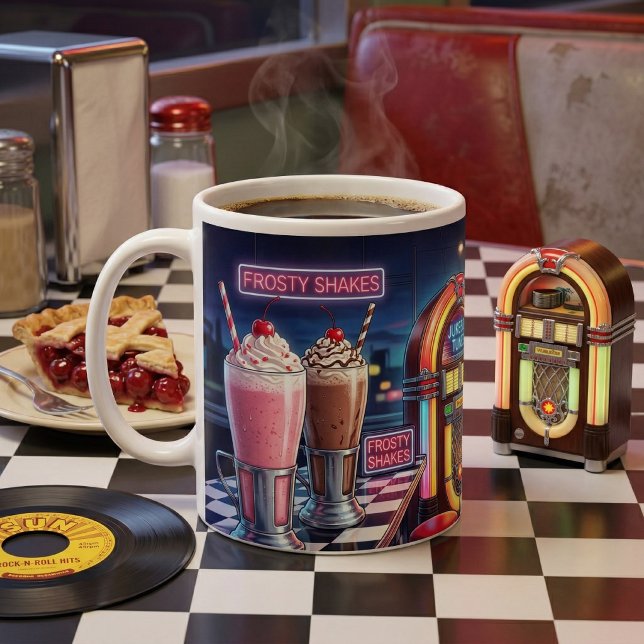 Retro 1950s Diner Neon Coffee Mug (Creator Uploaded)
