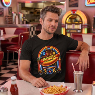 Retro 1950s Diner - Neon Jukebox Hot Dog Tri-Blend Shirt