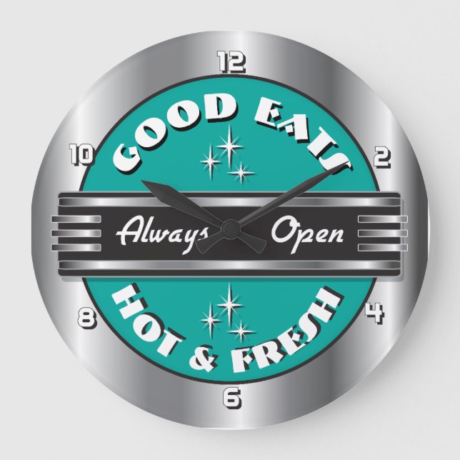 Retro 1950s Diner Wall Clock - Aqua (Front)