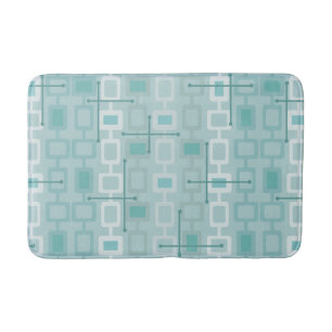 Retro 1950s Geometric Pattern Mint Bath Mat