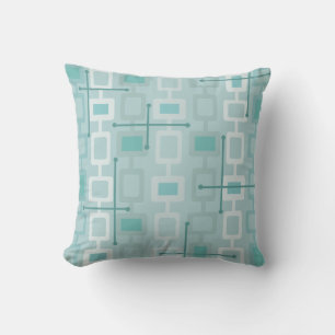 Retro 1950s Geometric Pattern Mint Cushion