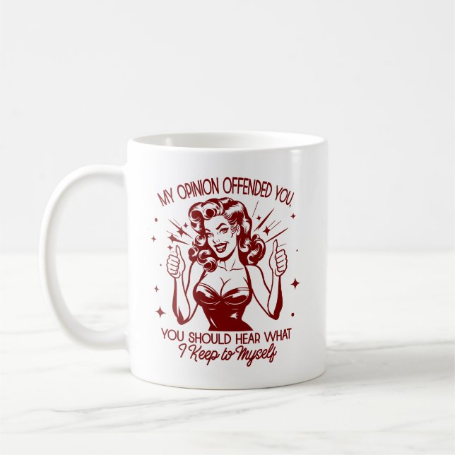 Retro 1950s Glam Girl Funny Sarcastic Quote Coffee Mug (Left)