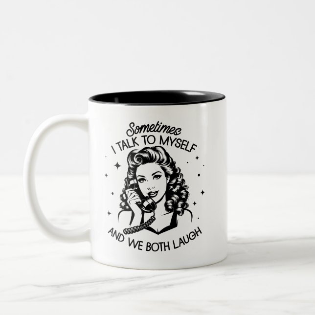 Retro 1950s Glam Girl Funny Sarcastic Quote Two-Tone Coffee Mug (Left)