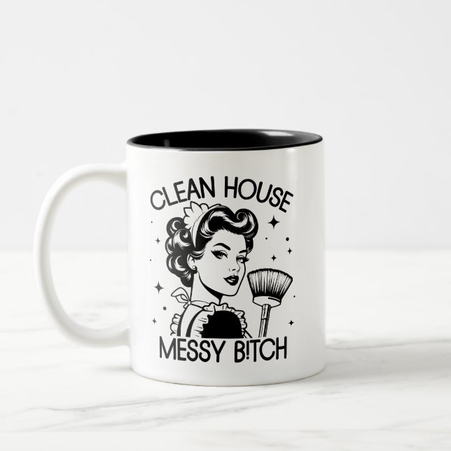 Retro 1950s Glam Girl Funny Sarcastic Quote Two-Tone Coffee Mug (Left)