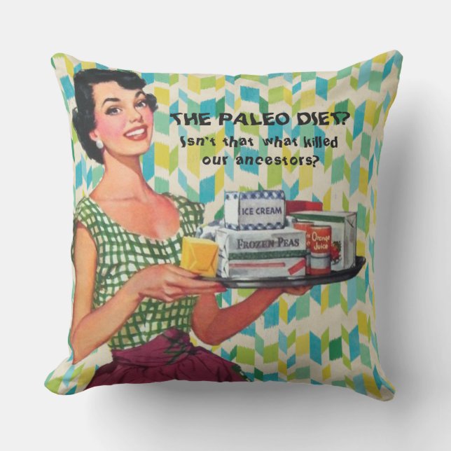 Retro 1950s Housewife Humourous Quote Illustration Cushion (Front)