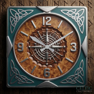 Retro 1950s Mid Century Modern Vintage Atomic Teal Square Wall Clock