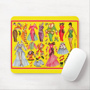 Retro 1950s Paper Doll Fashion Wardrobe Mouse Pad