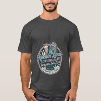 Retro 1950s Pastel Badge Bowling Vintage Graphic  T-Shirt