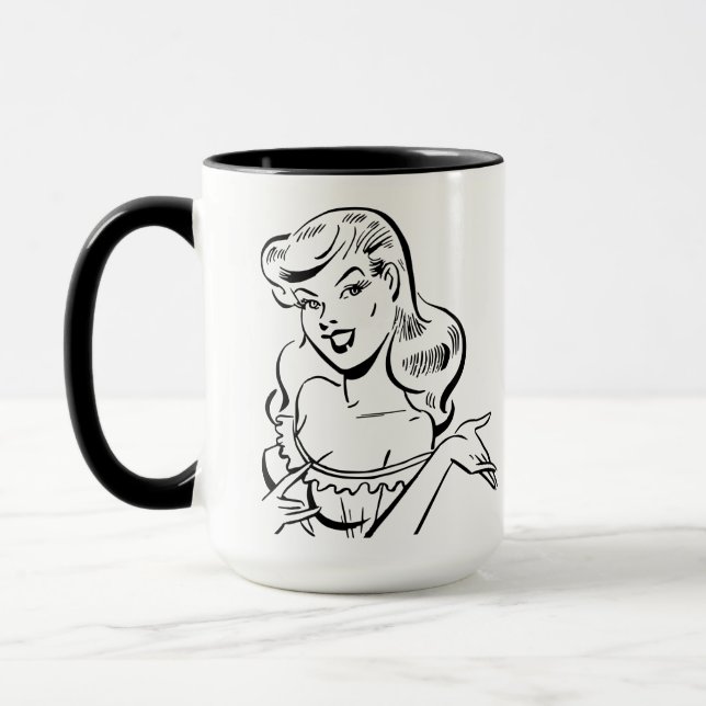 Retro 1950s Pin-Up Comic Girl Mug (Left)