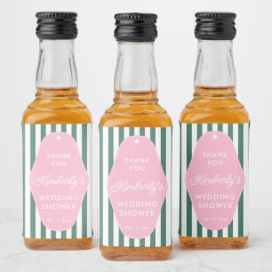 Retro 1950s Pink And Green Wedding Shower Favours Liquor Bottle Label