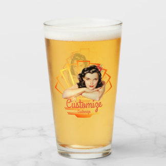 Retro 1950s Pinup Customisable Glass Cup
